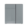 Commode de rangement gris graphite et verre gris