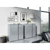 Commode de rangement gris graphite et verre gris