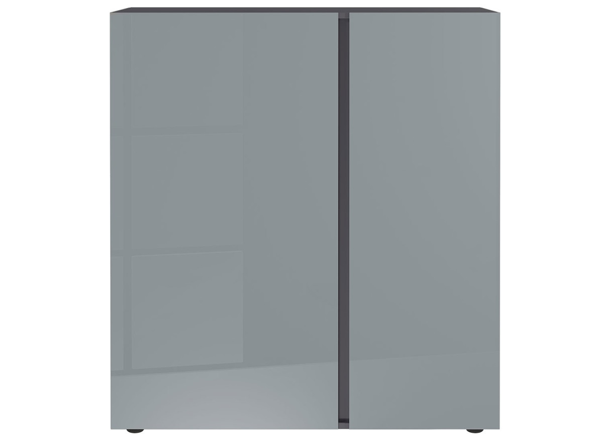 Commode de rangement gris graphite et verre gris