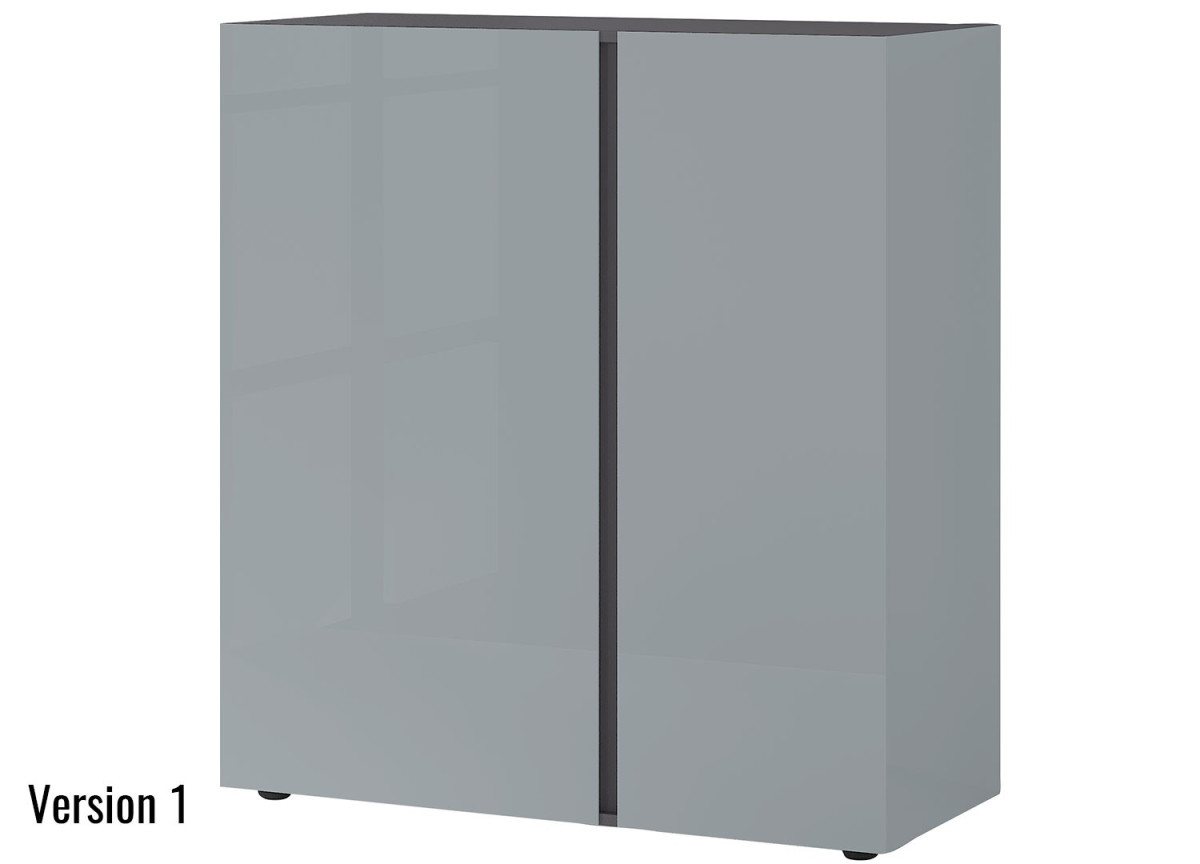 Commode de rangement gris graphite et verre gris