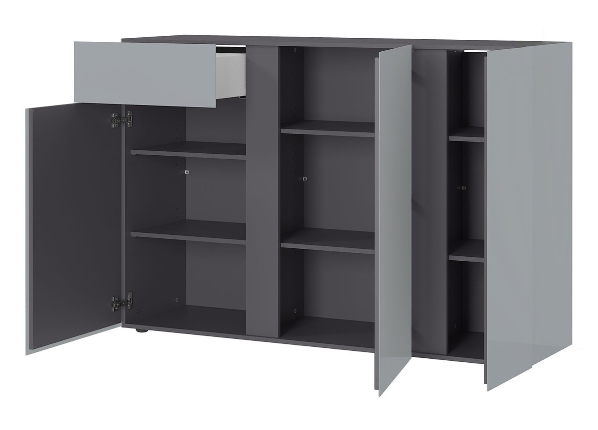 Buffet design gris graphite et verre gris