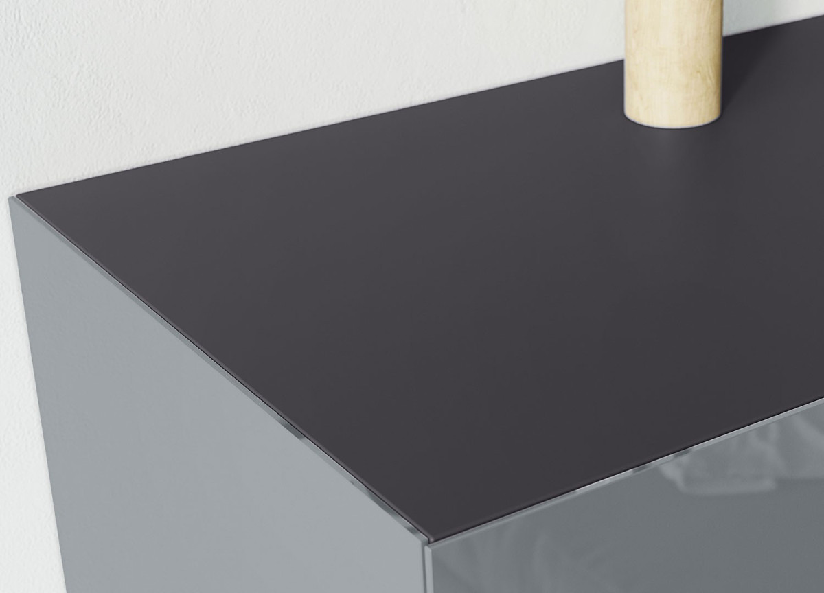 Buffet Moderne en Verre Gris Graphite 150 cm