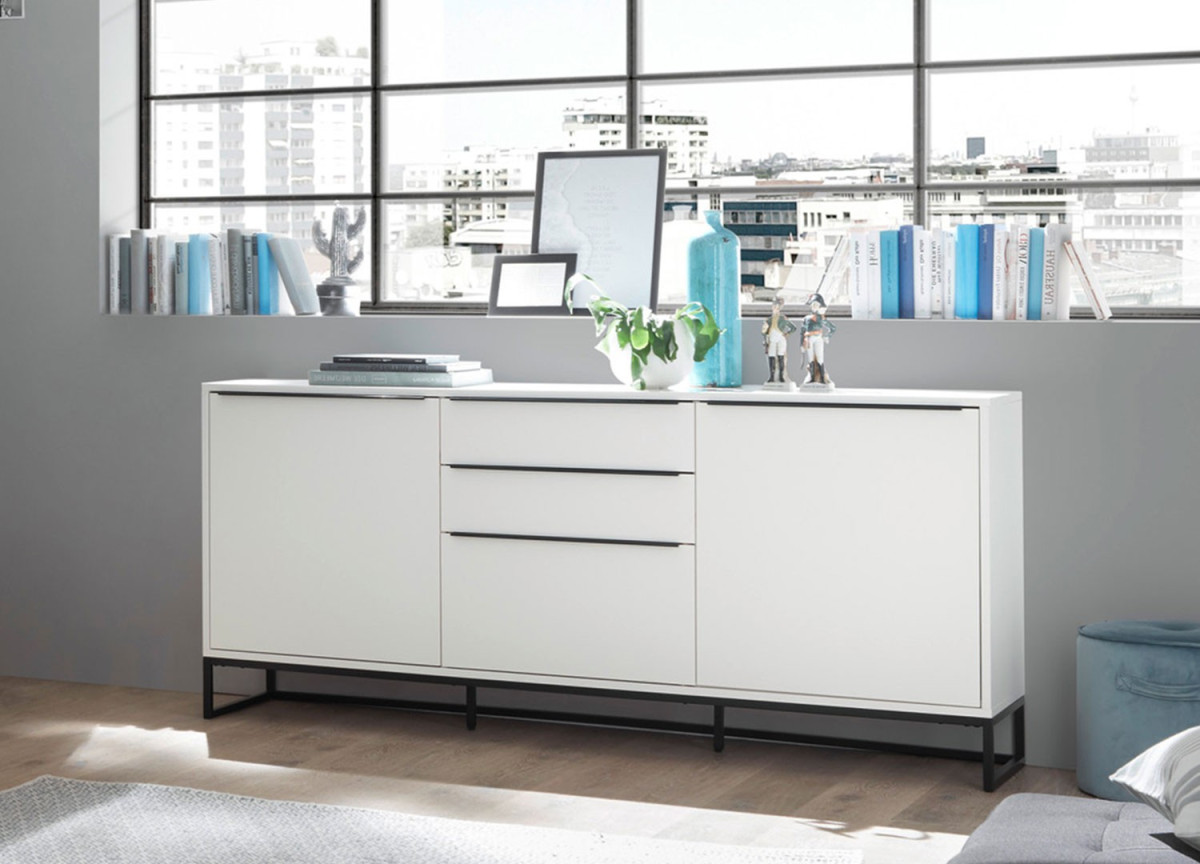 Meuble buffet blanc laqué mat 184 cm