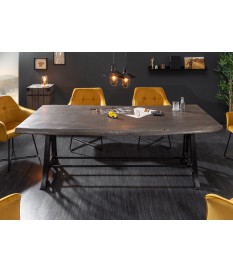 Table en bois grisé 220 cm - Pied métal industriel