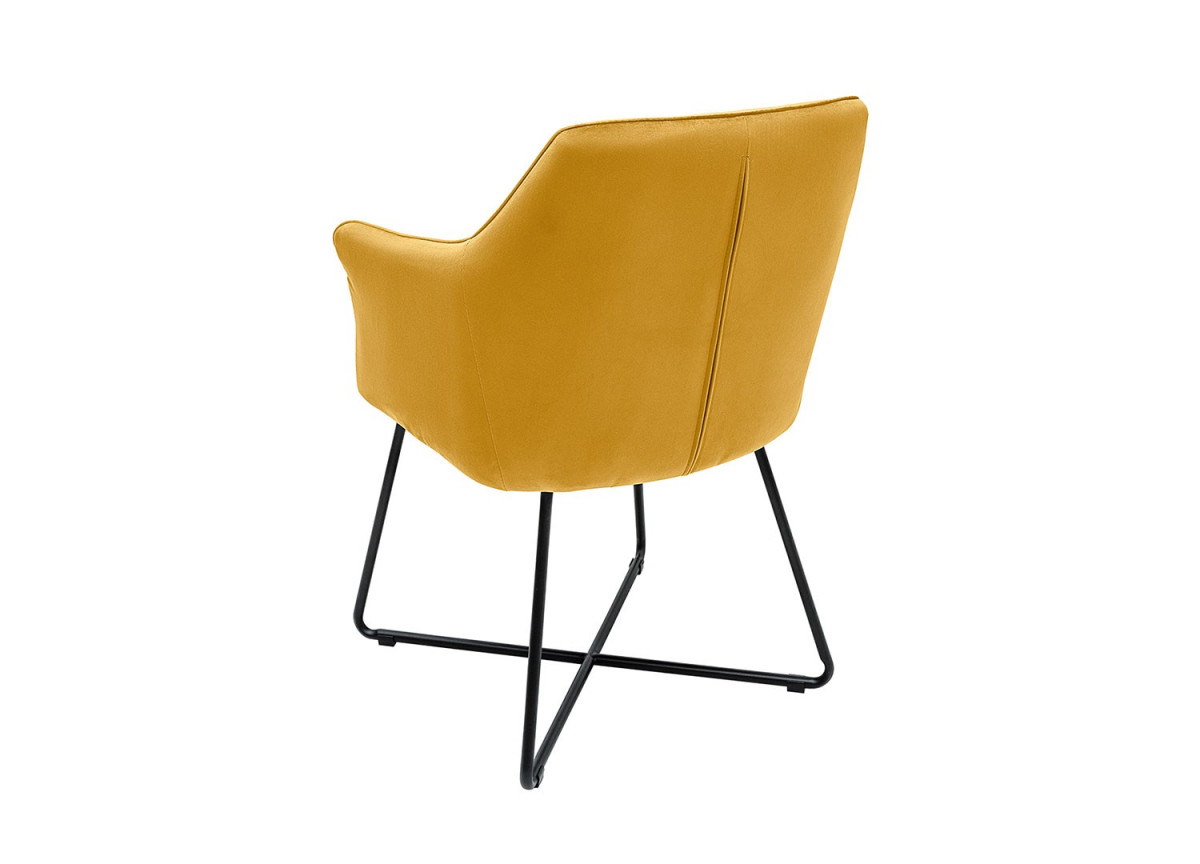 Chaise velours molletonnée design jaune-or