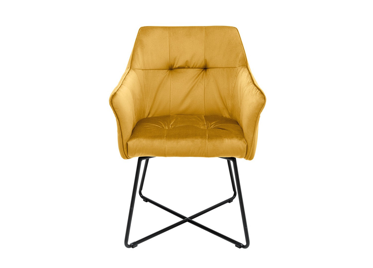 Chaise velours molletonnée design jaune-or