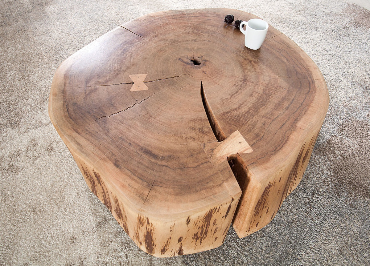 Table basse tronc d'arbre Acacia