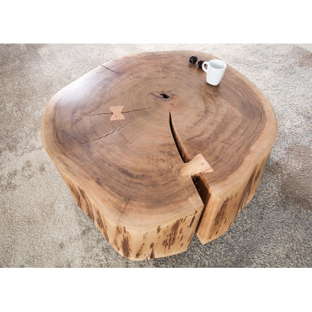 Table basse tronc d'arbre Acacia