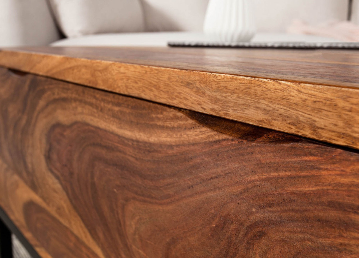 Table basse plateau relevable bois et métal