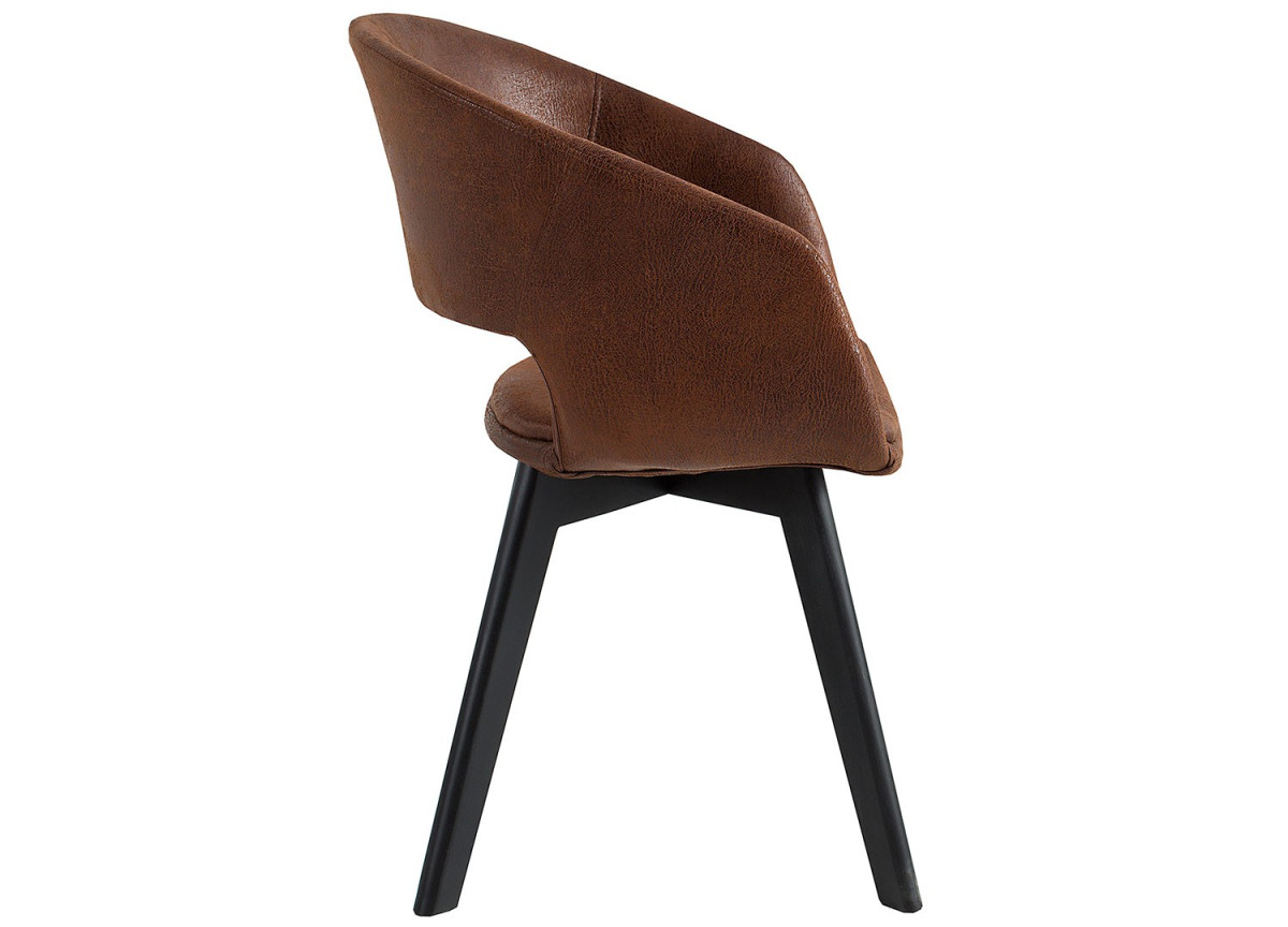 Chaise rétro vintage simili cuir marron
