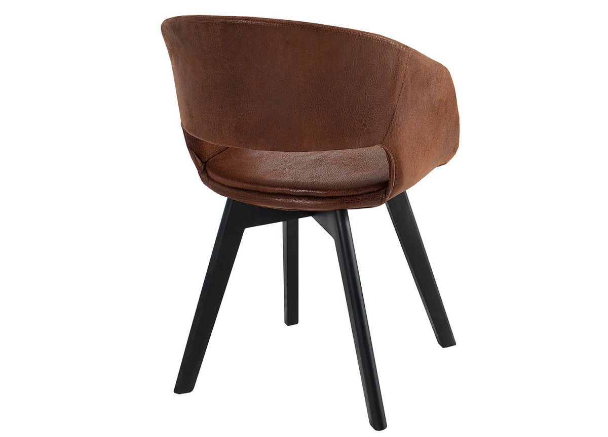 Chaise rétro vintage simili cuir marron