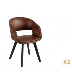 Chaise rétro vintage simili cuir marron