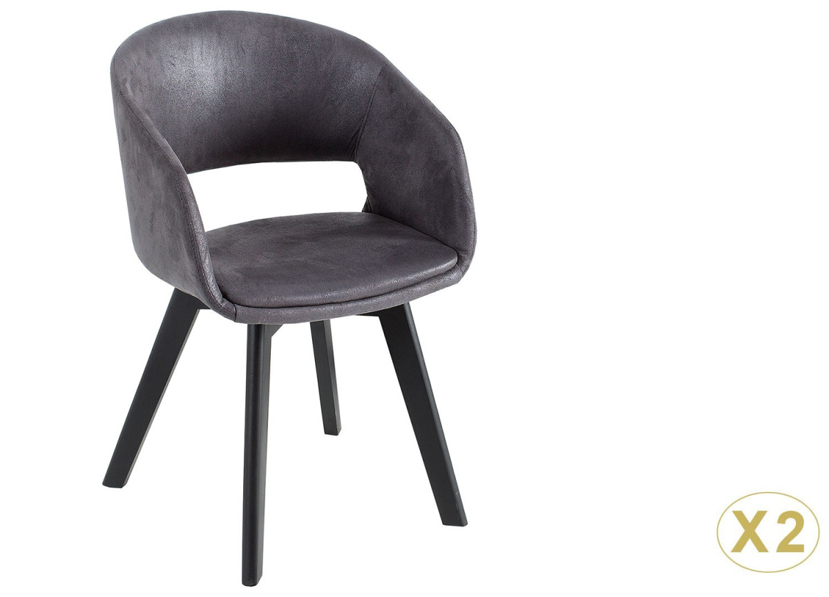 Chaise rétro vintage simili cuir gris