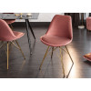 Chaise velours rose pieds métal doré