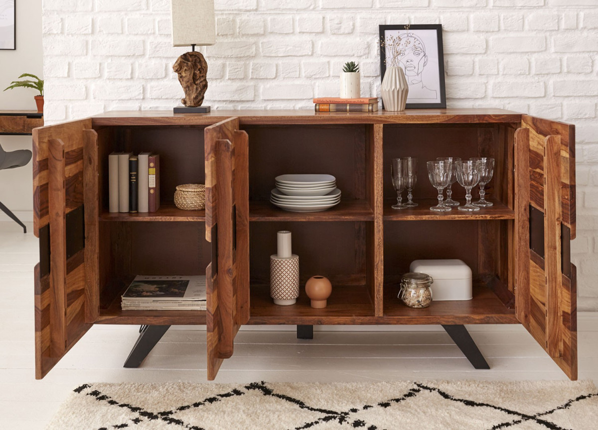 Buffet bois massif et métal 150 cm / Sesham