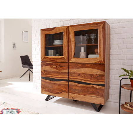 Buffet haut bois massif et métal