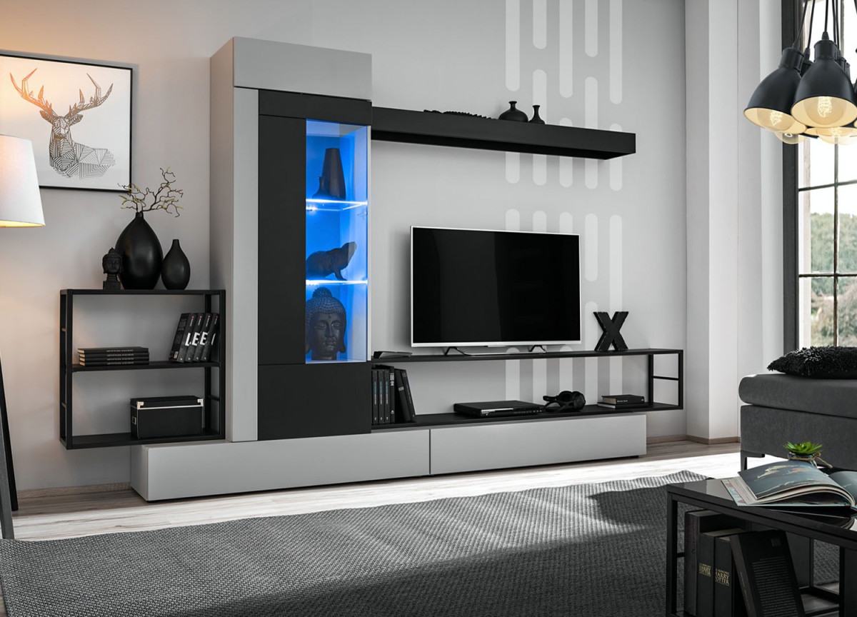 Composition TV design gris et noir