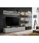 Meuble TV design mural gris clair et bois 240cm