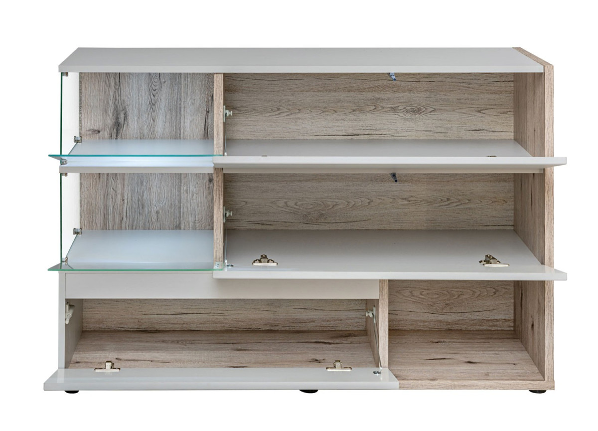 Buffet design gris clair et bois 120 cm