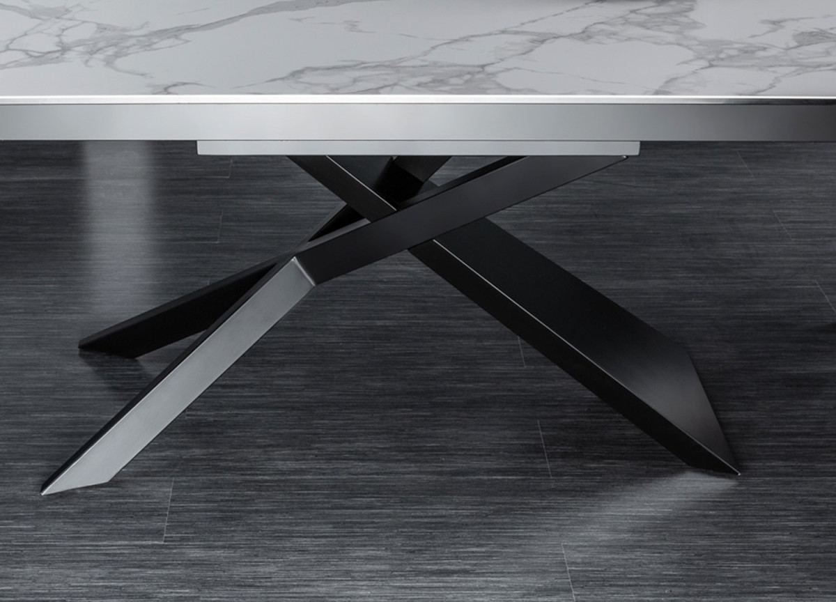 Table design en céramique effet marbre blanc
