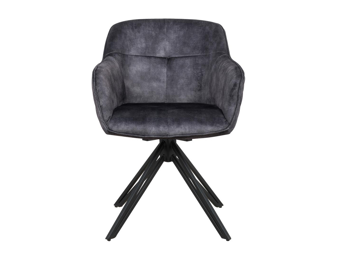 Chaise pivotante matelassée grise avec accoudoir