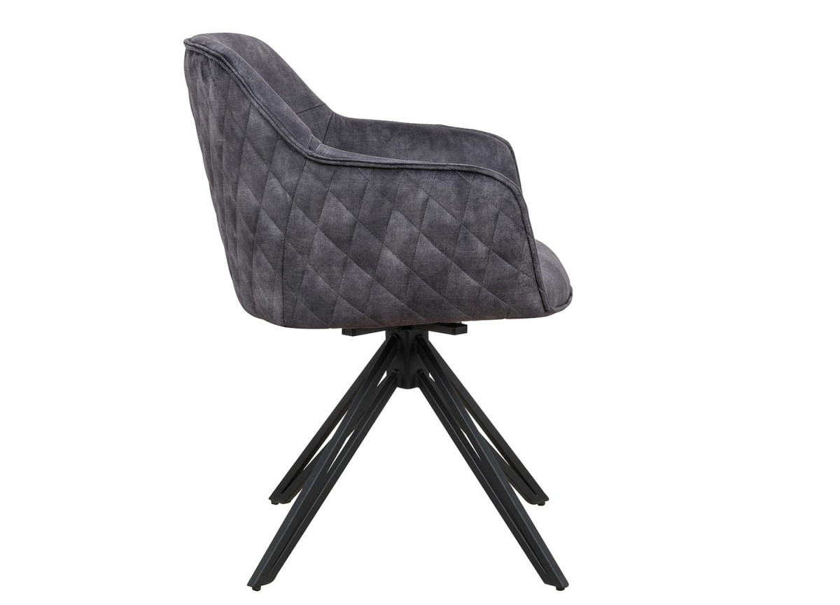 Chaise pivotante matelassée grise avec accoudoir