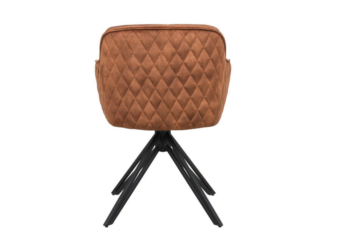 Chaise pivotante matelassée marron avec accoudoir