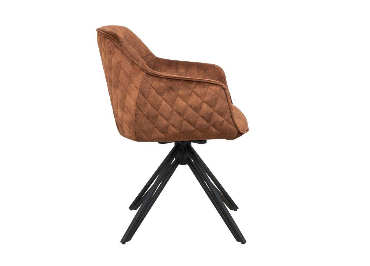 Chaise pivotante matelassée marron avec accoudoir