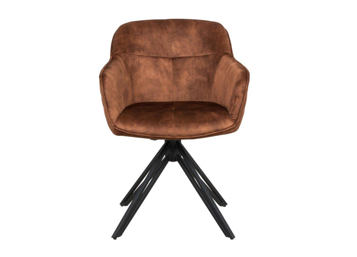 Chaise pivotante matelassée marron avec accoudoir