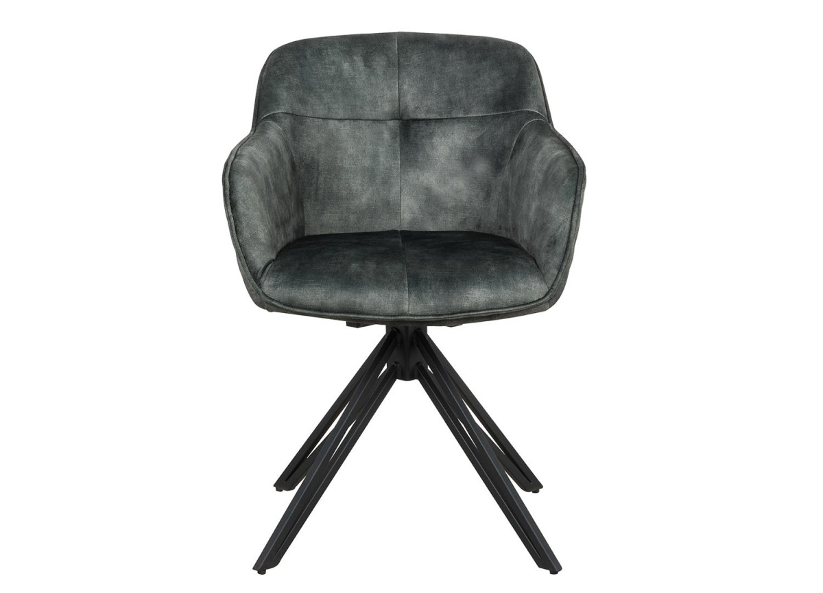Chaise pivotante matelassée vert foncé avec accoudoir