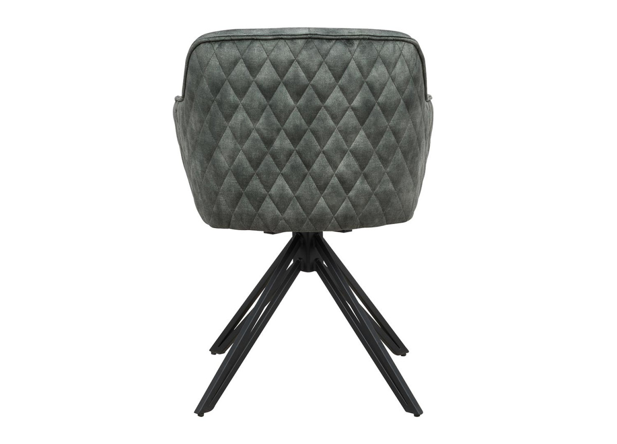 Chaise pivotante matelassée vert foncé avec accoudoir