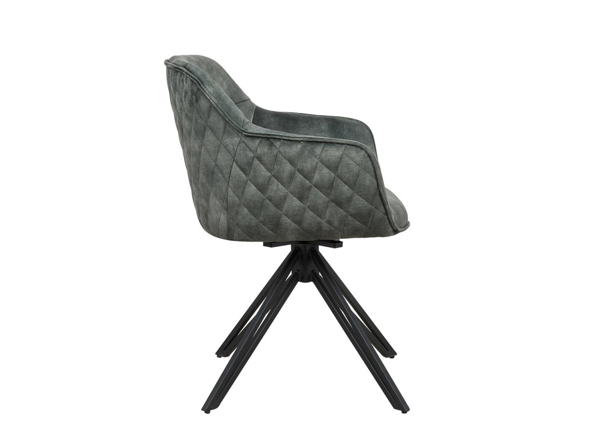 Chaise pivotante matelassée vert foncé avec accoudoir