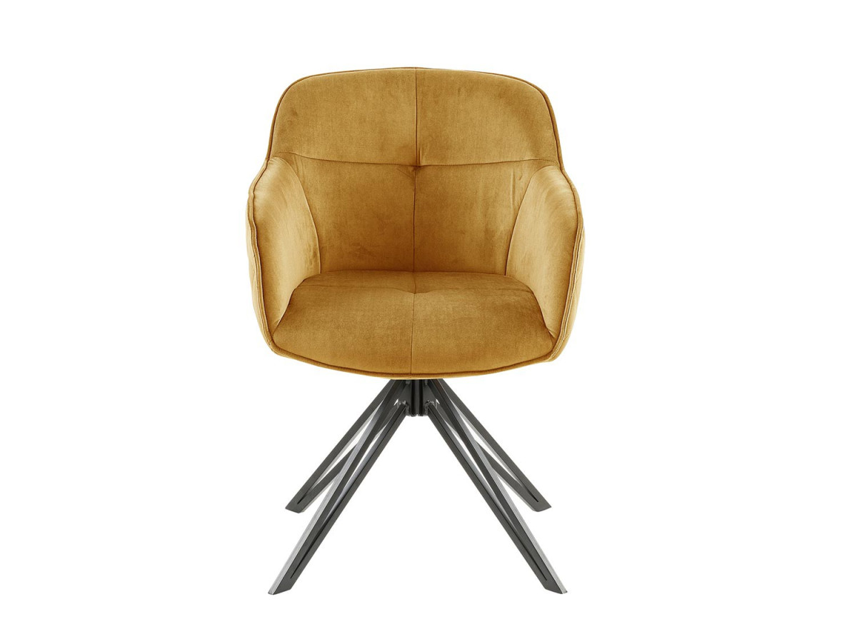 Chaise pivotante matelassée jaune-or avec accoudoir