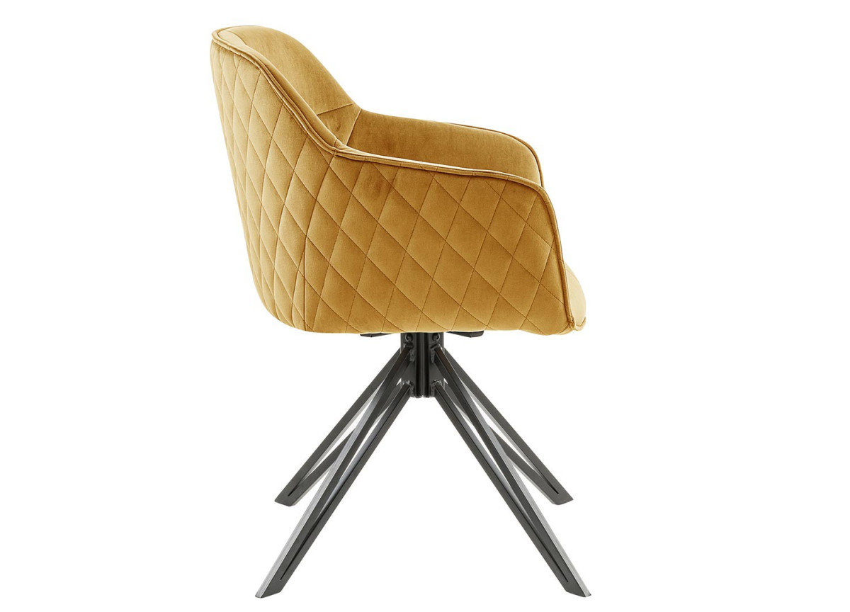 Chaise pivotante matelassée jaune-or avec accoudoir