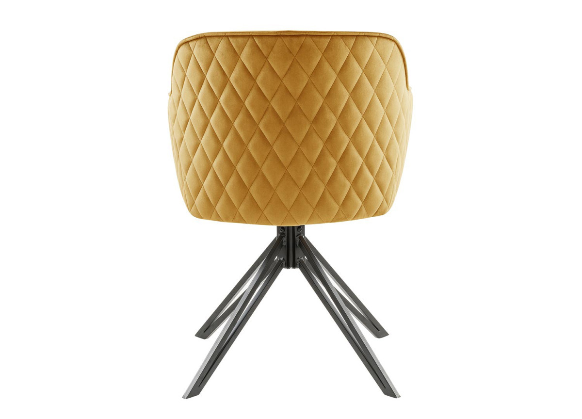 Chaise pivotante matelassée jaune-or avec accoudoir