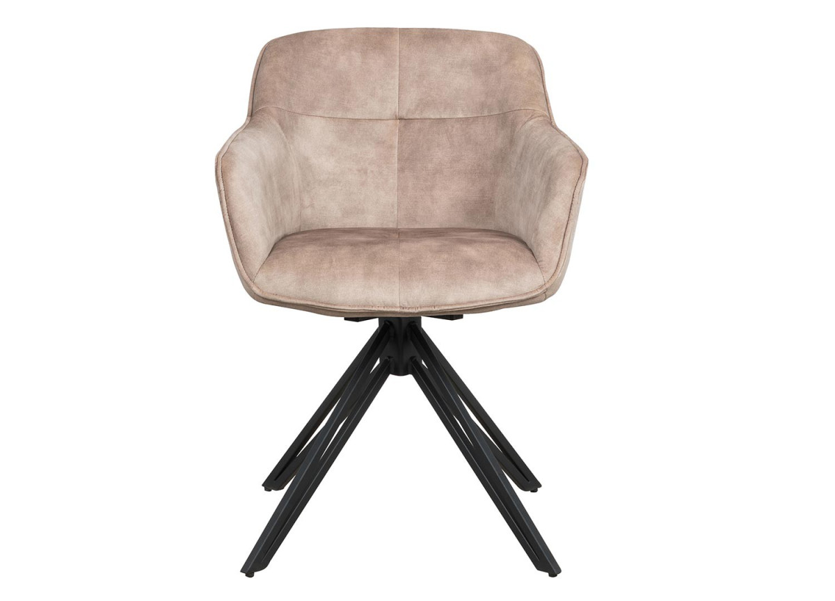 Chaise pivotante matelassée grège avec accoudoir