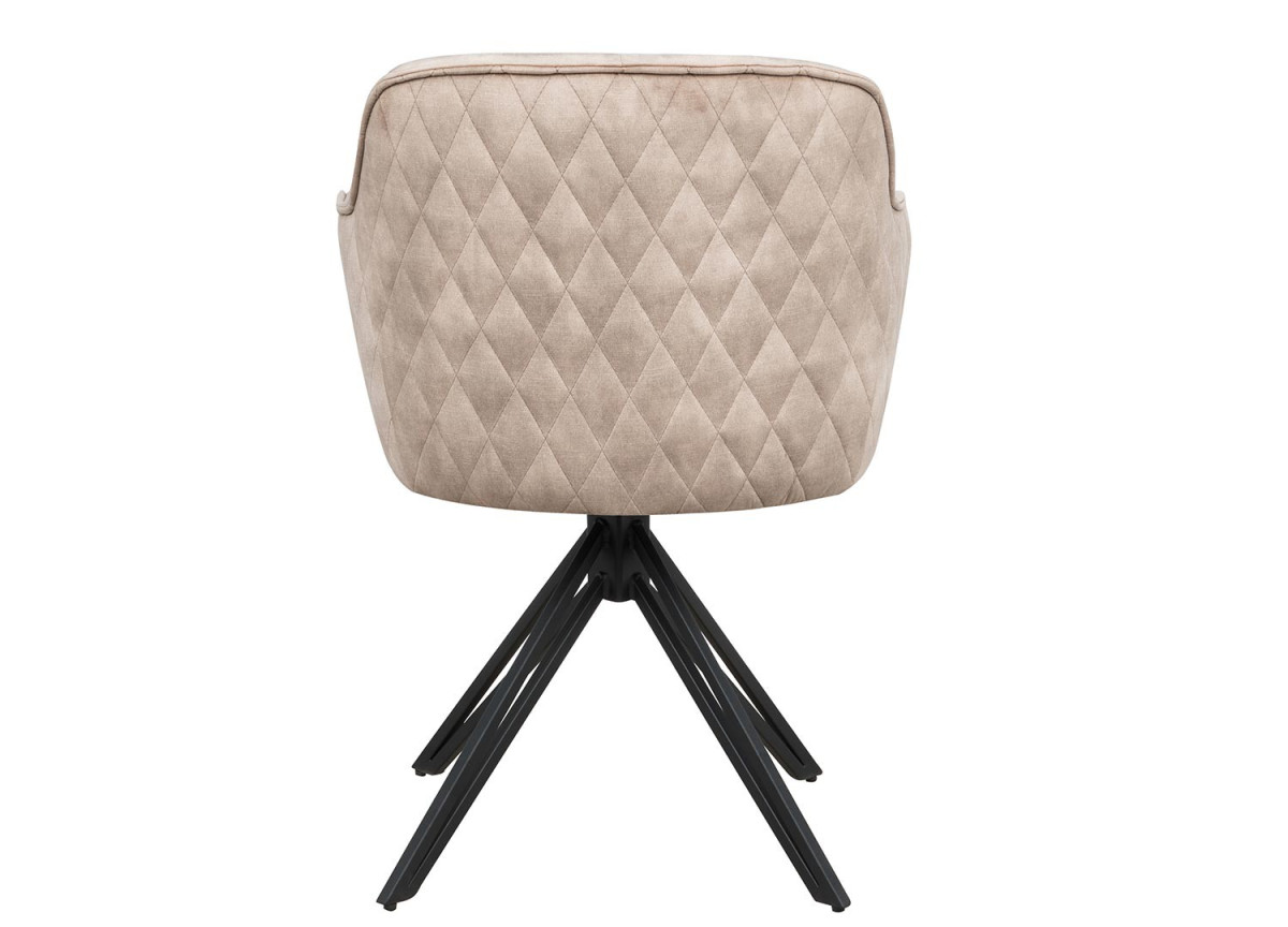 Chaise pivotante matelassée grège avec accoudoir