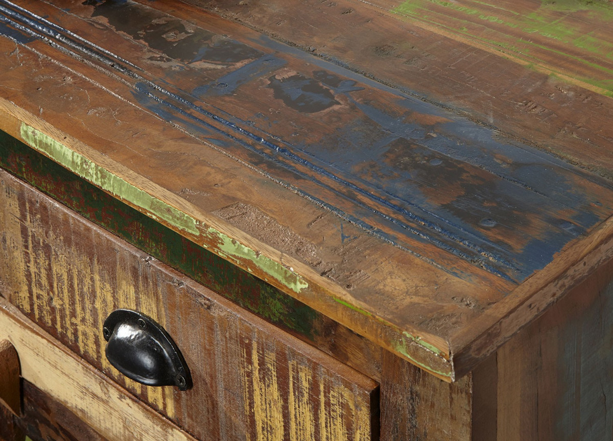 Buffet Shabby Chic en Bois Recyclé Coloré 160 cm