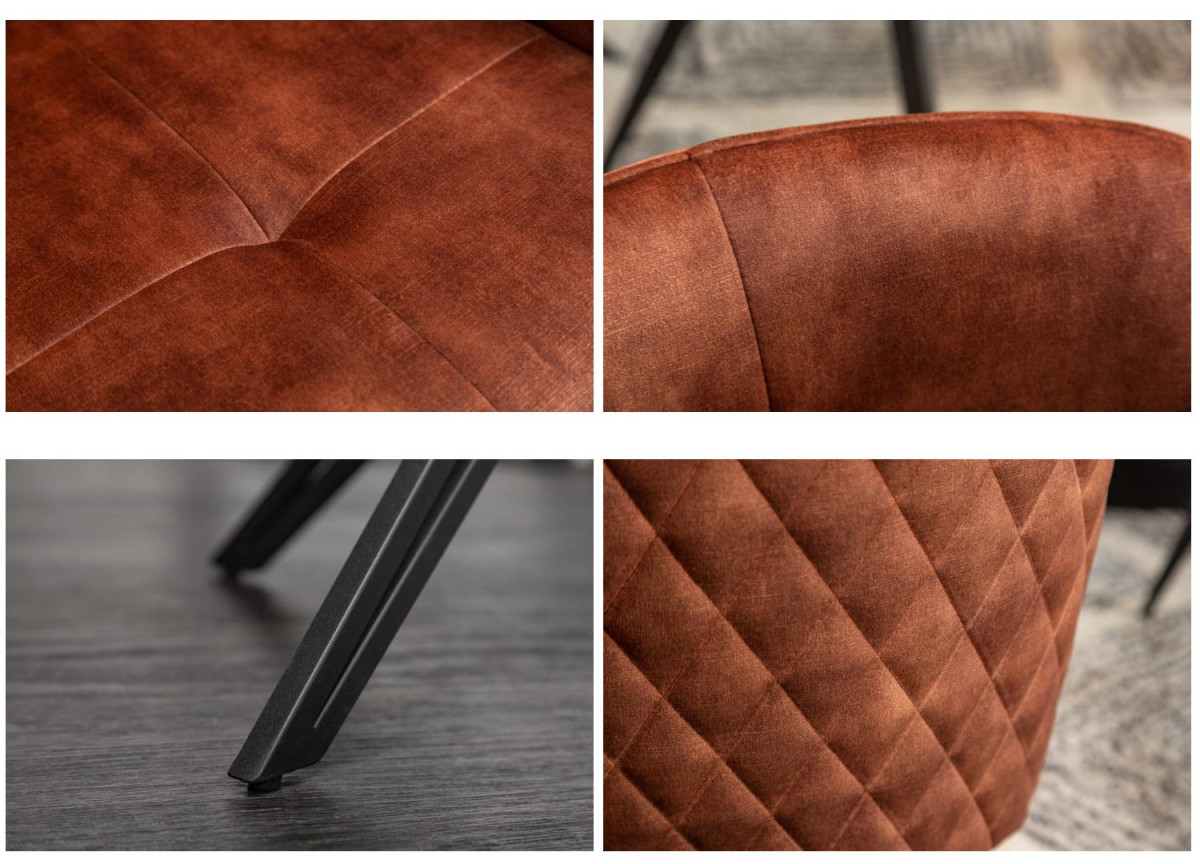 Chaise pivotante matelassée marron avec accoudoir