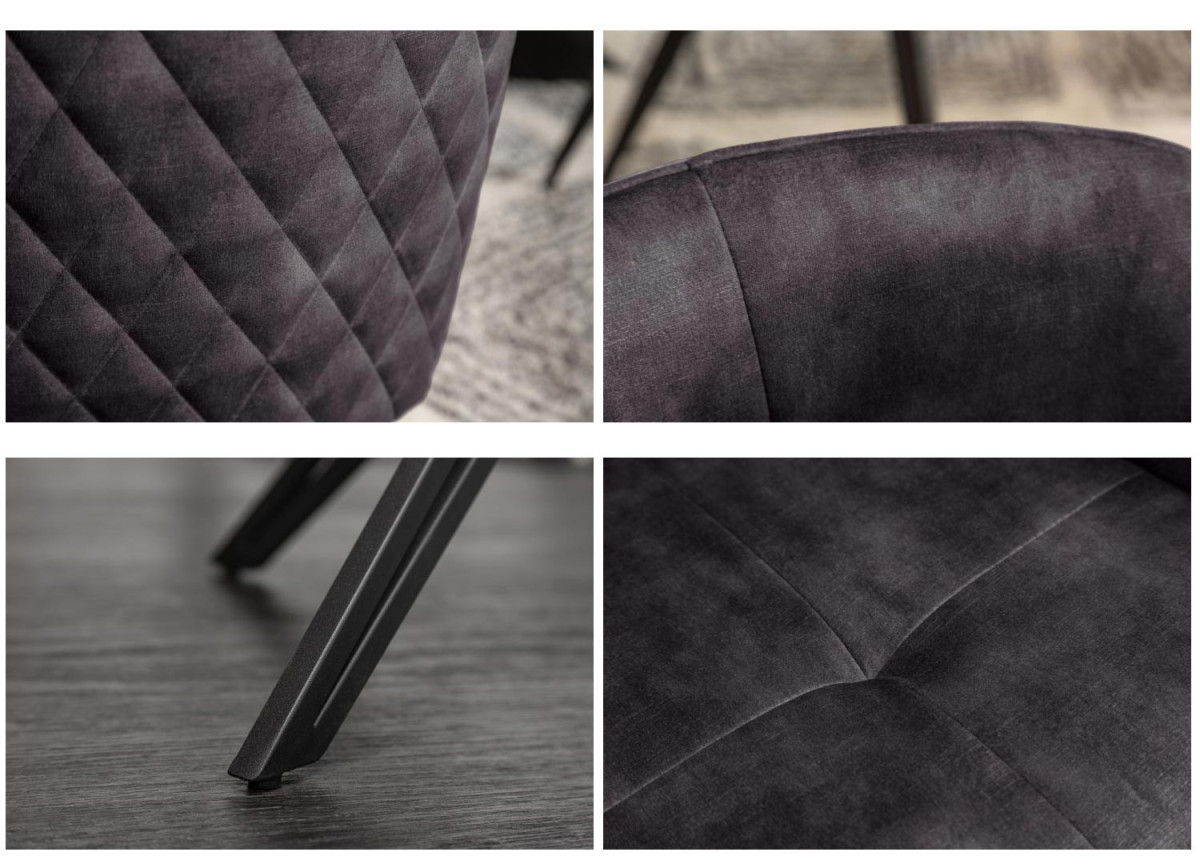 Chaise pivotante matelassée grise avec accoudoir