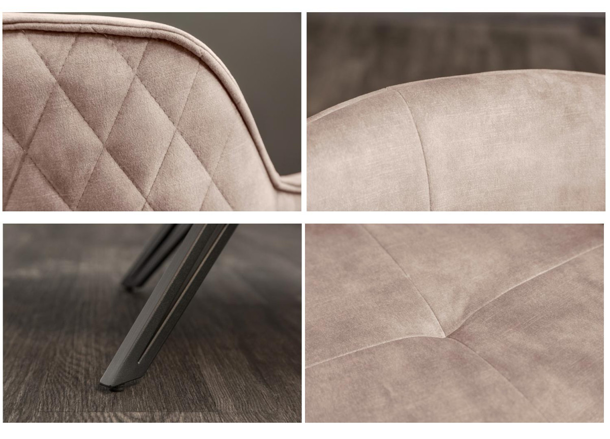 Chaise pivotante matelassée grège avec accoudoir