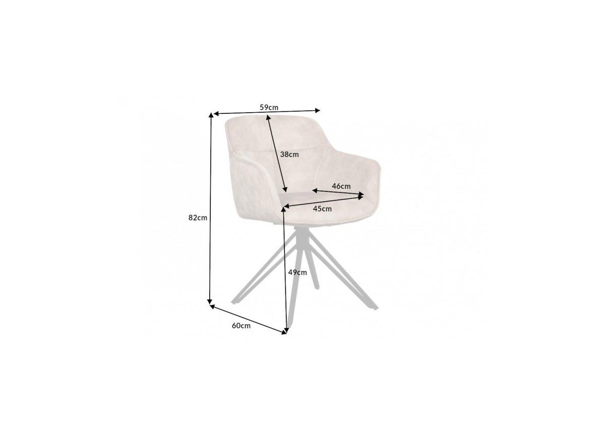 Chaise pivotante matelassée grège avec accoudoir