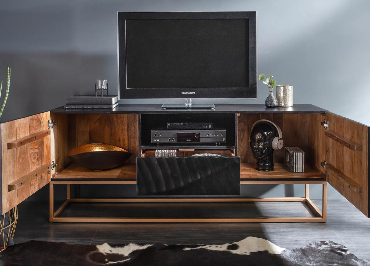 Meuble TV contemporain bois et métal