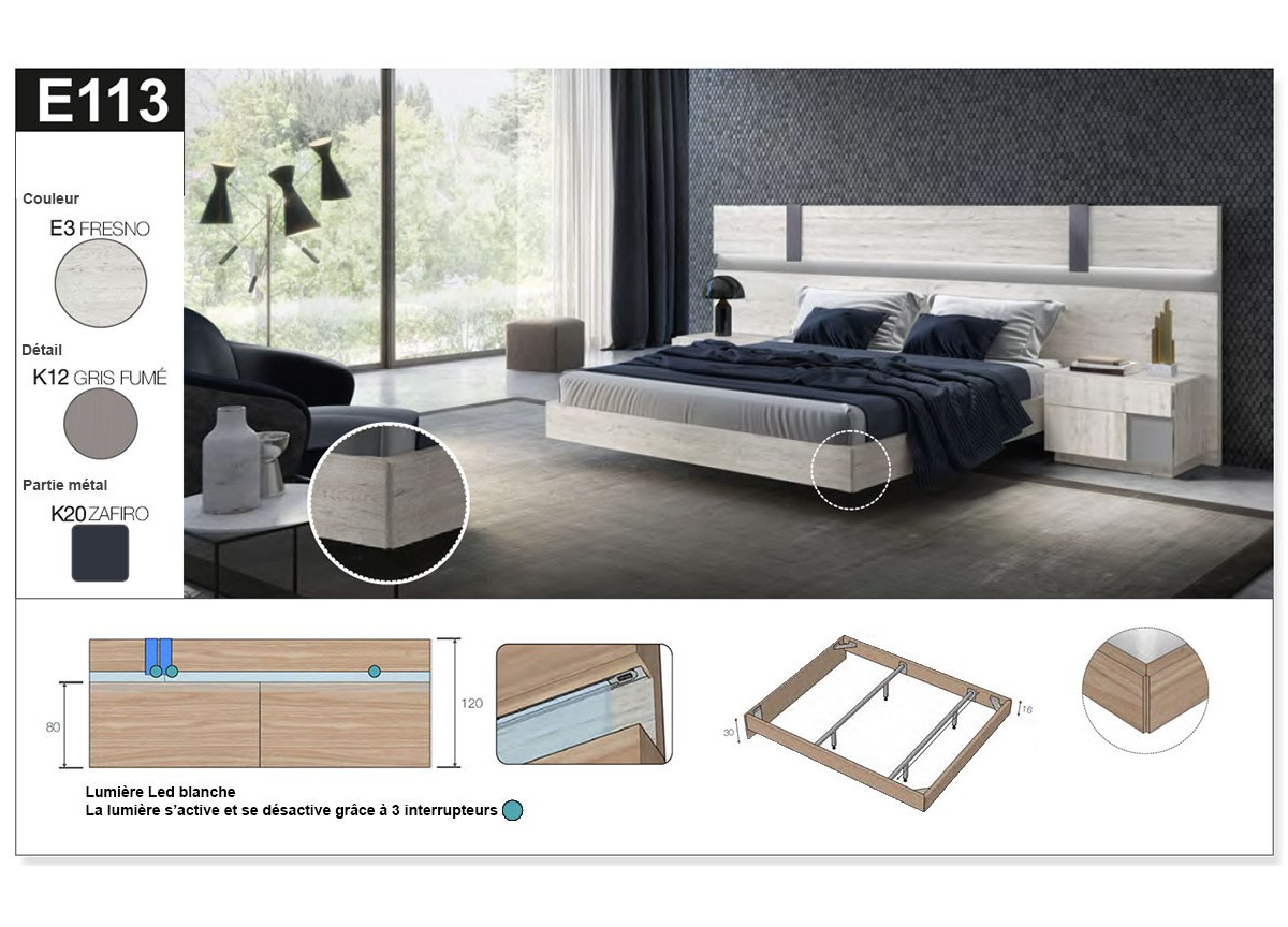 Lit contemporain - Chevets & tête de lit Led design