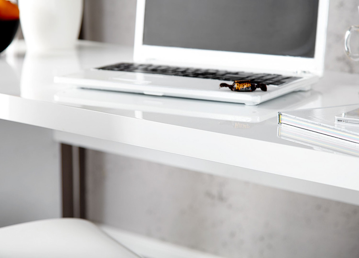 Bureau simple laqué blanc brillant 140cm