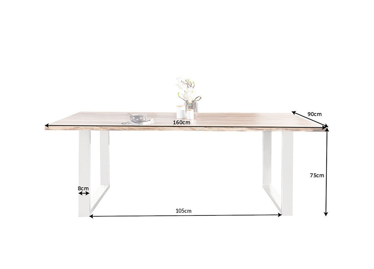Table de Repas Acacia et Acier Brossé