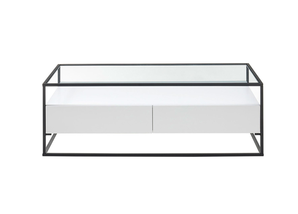 Table basse blanche et verre
