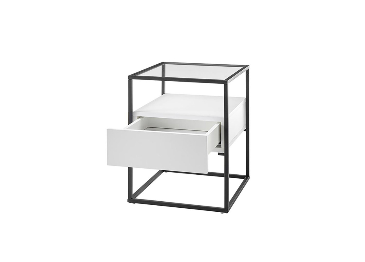 Table bout de canapé blanche et verre