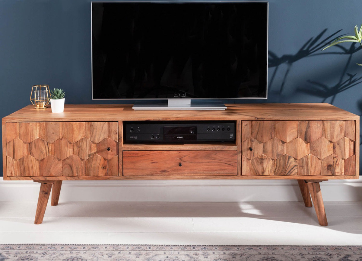 Meuble TV scandinave / Effet marqueterie 3D