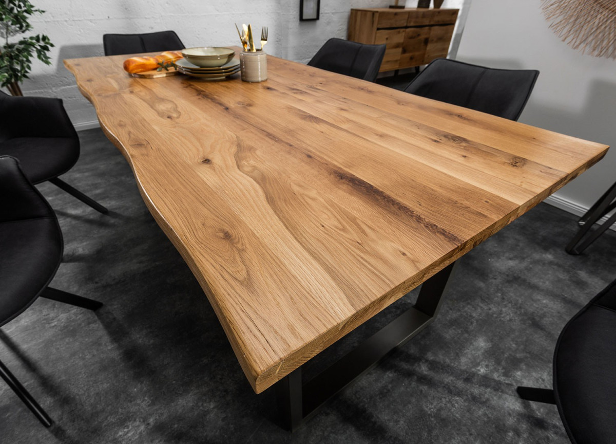 Table de repas 160 cm chêne et métal